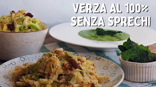 4 RICETTE con la VERZA CRUDA e COTTA senza sprechi  Cucino senza sprechi [upl. by Nosneh]