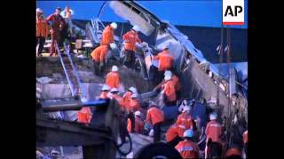 GERMANY ESCHEDE RESCUE OPERATION HAMPERED BY COLLAPSED BRIDGE [upl. by Lemak]