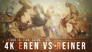 Eren vs Reiner  Attack on Titan Season 4 Part 2 Episode 1 FULL FIGHT  English Sub 4k [upl. by Ariajay]