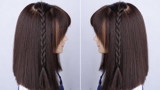 Peinados con trenzas para niñas con flequillo  Peinados para cabello corto para fiesta de 15 años [upl. by Cheatham394]