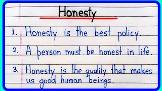 10 lines on Honesty in English  Essay on Honesty in English  Honesty is the best policy essay [upl. by Nyrmac]