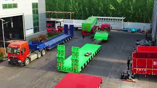 Ten Axle Low Flatbed TrailerRetractable Flatbed TrailerHeavy Load Low Flatbed Trailer [upl. by Anerroc]