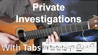 Private Investigations  Dire Straits  Solo Fingerstyle Guitar with tabs [upl. by Ecilef634]