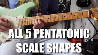 E Minor Pentatonic  All 5 Pentatonic Shapes  How to Solo Beginner Guitar Tutorial [upl. by Ragg998]