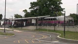 First MBTA test train to Fall River MA Train Station  7282024 [upl. by Eidroj]