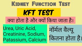 KFT test explain in hindi  KFT test normal range  kidney function test [upl. by Ahsekan646]