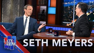 “I Hate How Everybody Can See My Legs”  Seth Meyers Makes His First Visit To The Late Show [upl. by Adnilem741]