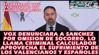 VOX QUERELLA A SANCHEZ POR OMISIÓN AL DEBER DE SOCORRO Y CRIMINAL  MIRARLO IMPORTANTE INFORMACIÓN [upl. by Llertnac]