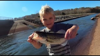 Bass Fishing at Patoka Lake Spillway  Largemouth Bass Fishing on a Warm Fall Day [upl. by Lorusso]