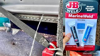 Fixing Aluminum Boat Leak with JB Weld MarineWeld  Smokercraft Alaskan [upl. by Yednil]