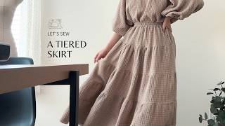 How to sew your own perfectly full tiered skirt  Sewing School with Sara SJ Kim [upl. by Alakcim]