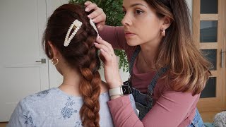 ASMR Perfectionist French Hair Braiding Hair Styling Finishing Touches  Sleep Routine [upl. by Yclehc]