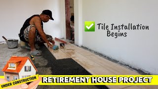 Floor Tile Installation Begins ⚒  Retirement House Project  Retired OFW [upl. by Lunsford]