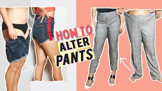 HOW TO ALTER PANTS TO FIT YOU PERFECTLY BASIC DIY ALTERATIONS [upl. by Ettenim835]