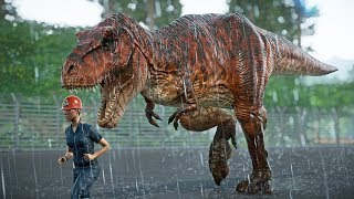 🌍 Jurassic World Evolution  Tyrannosaurus Rex Vs Giganotosaurus Breakout and Fight [upl. by Sugden]