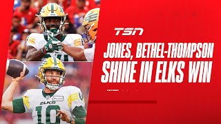 Jones BethelThompson put on show in Elks win over Stampeders [upl. by Nnairam]