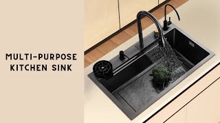 Multifunction Kitchen Sink Black Sink For Kitchen Waterfall Kitchen Sink in Black Color [upl. by Hamon]