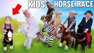 Insane Indoor Horse Racing Challenge with Unicorn [upl. by Nodab]