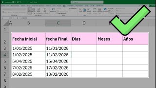 Calcular el tiempo transcurrido entre dos fechas en años meses y días Excel [upl. by Swinton]