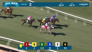 Bessie Coleman wins race 2 at Del Mar 11824 [upl. by Faline12]