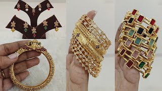 New gold copy bangles changeable earrings with real beads 7006244709 [upl. by Swaine]