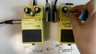 Boss SD1  SD1 Overdrive Pedal Stacking  with Strat into Marshall Valvestate CLN Ch no talking [upl. by Yebot]