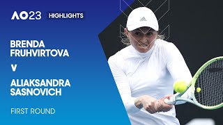 Brenda Fruhvirtova v Aliaksandra Sasnovich Highlights  Australian Open 2023 First Round [upl. by Aelak430]