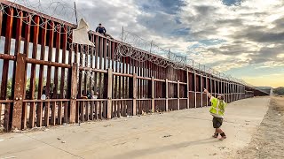 WOW Fed Up Man Stops People From Climbing Over Border Wall With A Ladder [upl. by Airaet363]