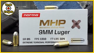 Can Sheddin Some Weight Make It Great9MM Norma MHP 85 Grain SelfDefense AMMO Test [upl. by Eisse]