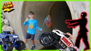 Secret Tunnel Monster Trucks Adventure Under The City [upl. by Ellenej]