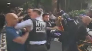 Man arrested in Manhattan womans death pulled from angry crowd by NYPD officers [upl. by Medwin]