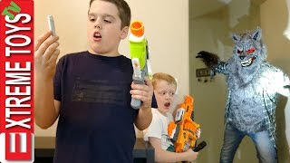 A Werewolf in the House Nerf Blaster Shootout Attack [upl. by Herrah]