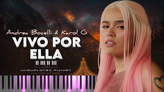 Andrea Bocelli amp Karol G  Vivo Por Ella Piano cover and Karaoke [upl. by Nynnahs]