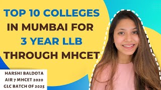 MHCET 2022 TOP 10 COLLEGES IN MUMBAI FOR 3 YEAR LLB NUMBER OF SEATS CAP ROUND HARSHI BALDOTA [upl. by Prissy]