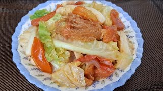 STIR FRIED CABBAGE WITH SOFT PORK amp RICE VERMICELLI  QUICK amp EADY RECIPE [upl. by Haym]