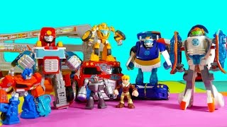 Rescue Bot Toys  Heatwave Blades Chase Bumblebee Optimus Prime amp Cody Rescue Bots Energizer [upl. by Araccat]