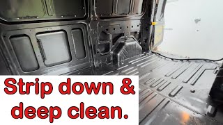 Camper van amp motorcycle transporter DIY conversion Internal strip down and deep clean Part 7 [upl. by Nnyleuqaj943]