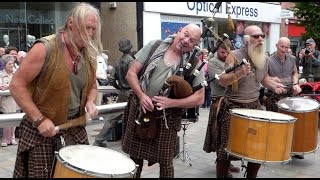 Bagpipes And Drums Music Of Best Scottish Tribal Bands City Centre Of Perth Perthshire Scotland [upl. by Soloman]