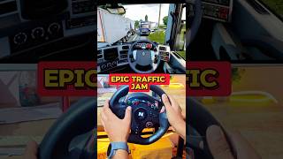 Epic traffic jam in Euro truck simulator 2 steering wheel gameplay shorts [upl. by Missie506]