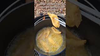 Fried perch on Weber kettle using lodgecastiron Dutch oven dutchoven grilling fishfry [upl. by Houghton]