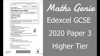 Edexcel GCSE Maths 2020 Higher Exam Paper 3 Walkthrough [upl. by Sidnarb]