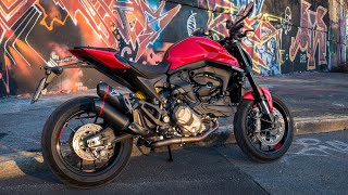 DUCATI MONSTER 937 2021  Termignoni full racing system exhaust sound  wheelies  RawSound [upl. by Aldarcie922]