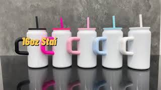 16oz Sublimation Stainless Steel Soda Can With Color Handle [upl. by Joshi]