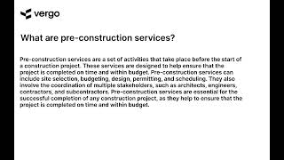 PreConstruction Services Explained [upl. by Fujio]