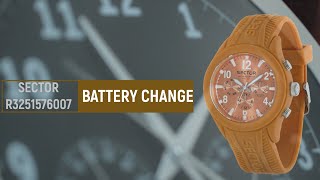 How to change the battery of a SECTOR STEELTOUCH R3251576007 analog watch [upl. by Analart680]