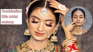 Combination skin bridal makeup tutorial step by step✅ Using affordable products [upl. by Amor]