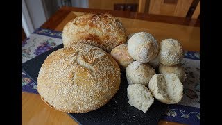 NoKnead Italian Sesame Seed Bread… baked 4 ways super easy… no machines [upl. by Ahsiekit868]