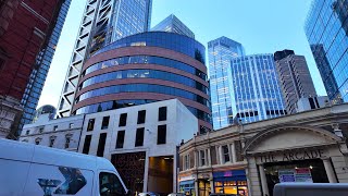 4K Moorgate  Canary Wharf  Whitechapel  London Walk 90 Min [upl. by Yetnruoc]