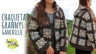 Tutorial Chaqueta o Abrigo Fácil Granny Squares Ganchillo  Crochet  Lanas y Ovillos [upl. by Bolling972]