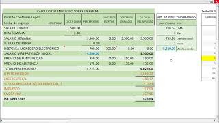 CÁLCULO DE ISR Y PRESTACIONES SALARIO SEMANAL [upl. by Mcleod844]